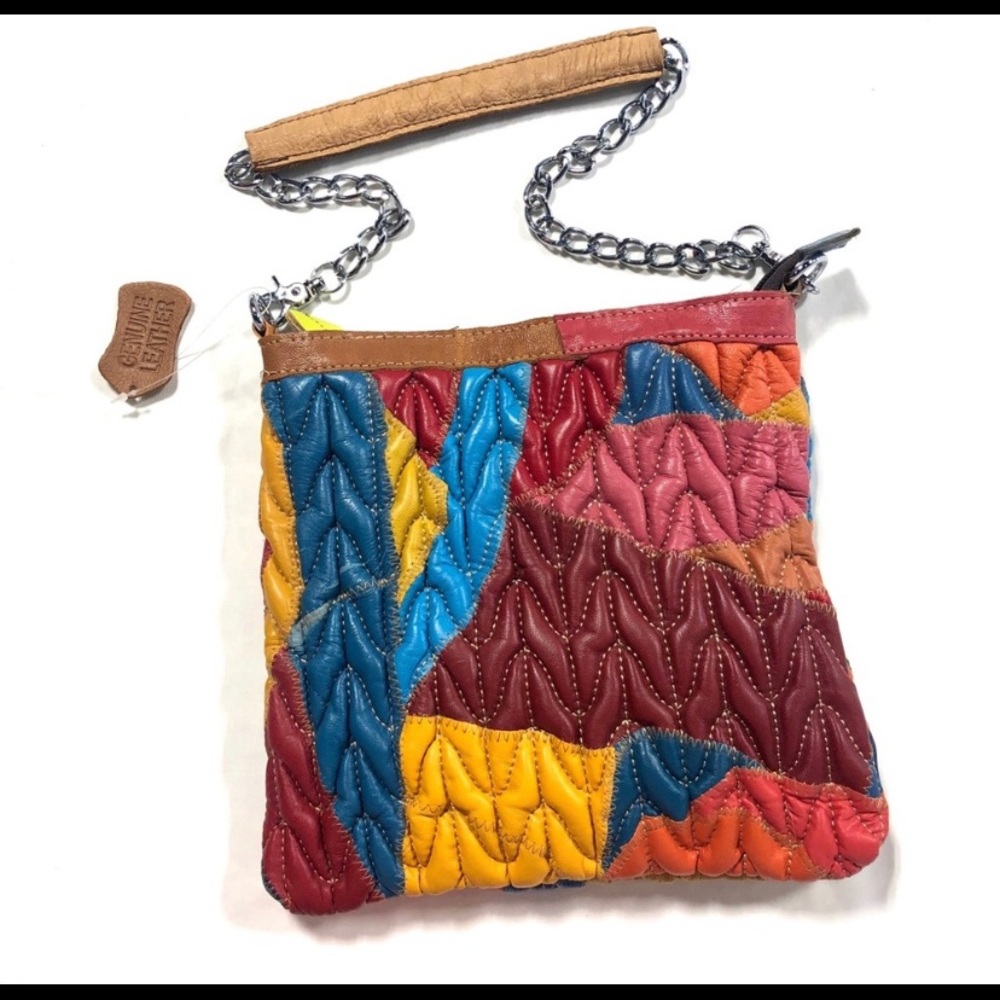 GENUINE LEATHER PURSE - RARE VINTAGE- patchwork